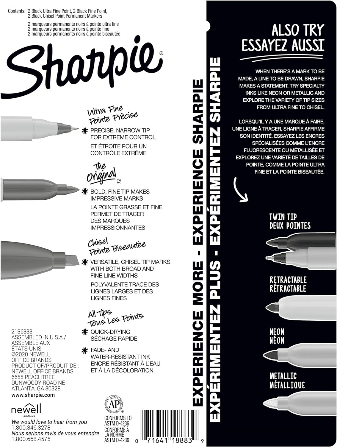 Permanent Markers Variety Pack, Includes Chisel, Fine, and Ultra-Fine Tips, Mark