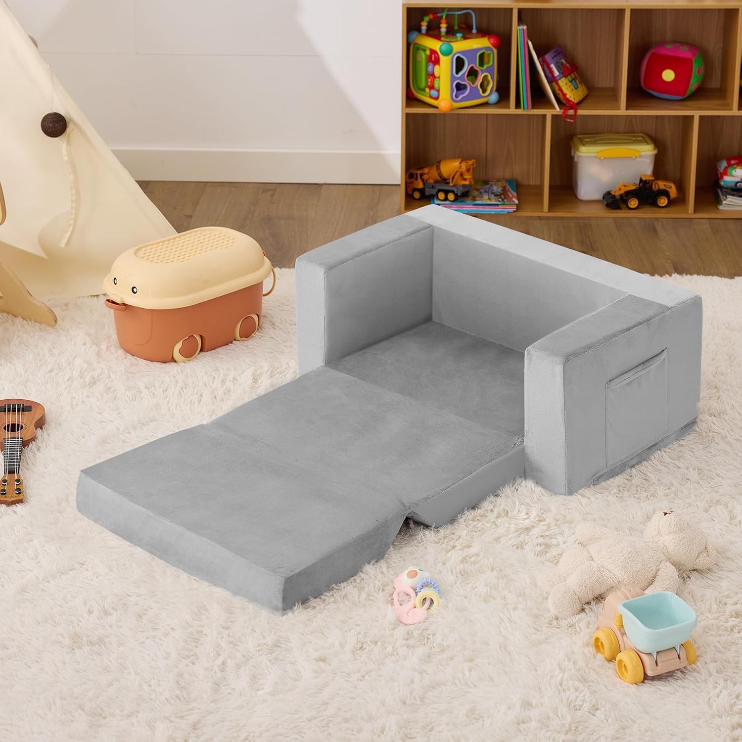 Kids Couch 2-in-1 Toddler Chair Comfy 1-3 Years Convertible Kids Chair Toddler