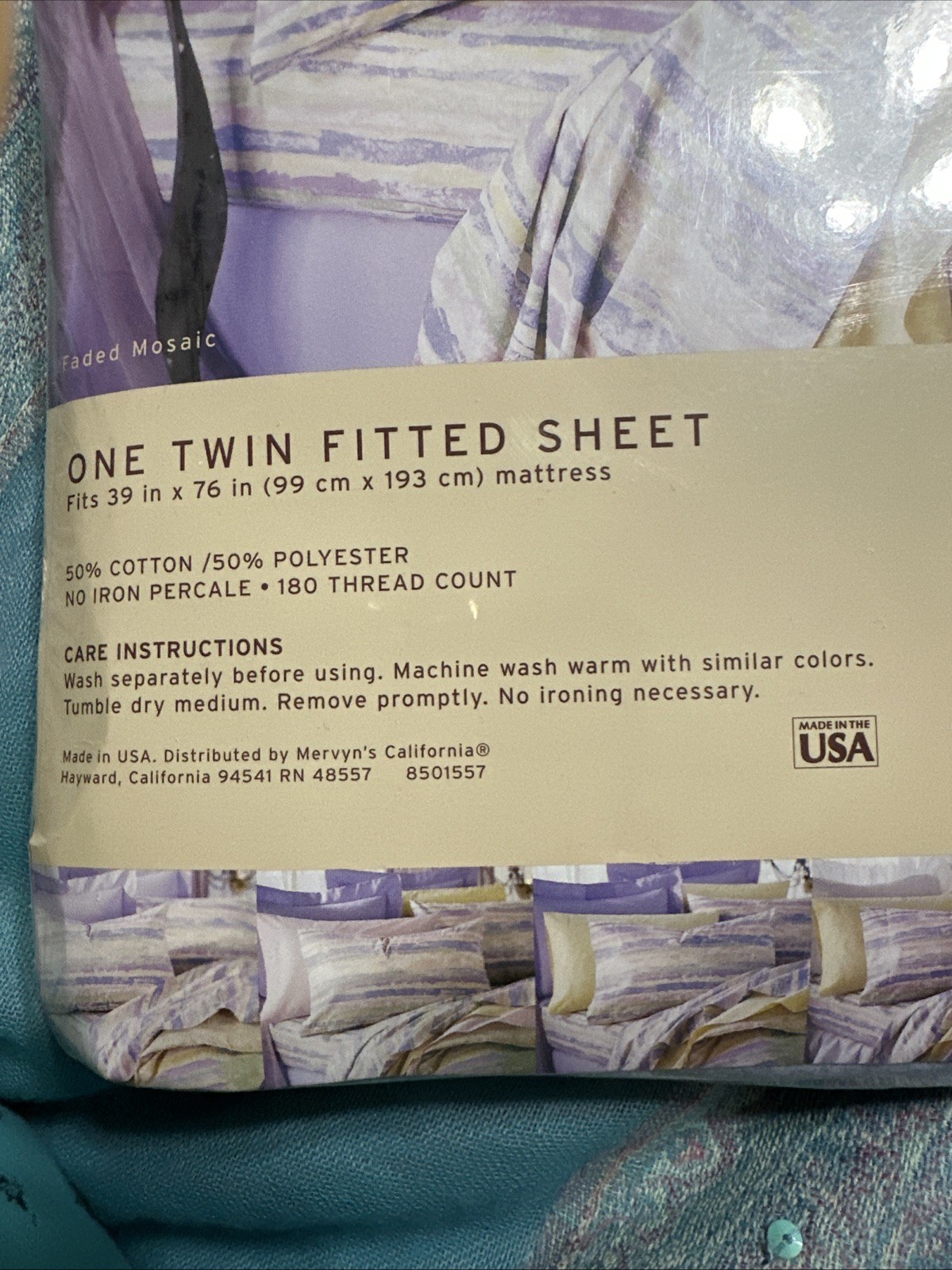Caress Sheets Faded Mosaic Twin Fitted
