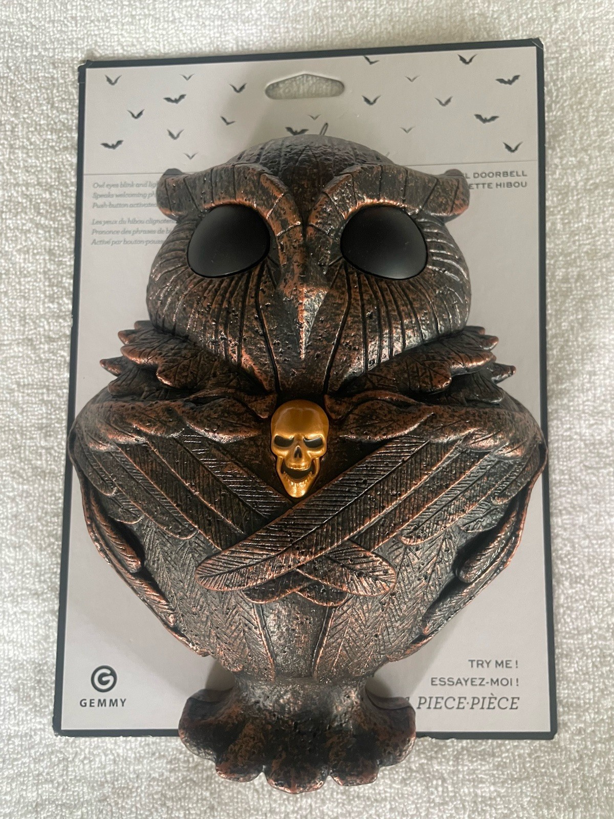 Gemmy Talking Owl Doorbell , Eyes Open And Light Up WORKS! Batteries Incl. NEW!