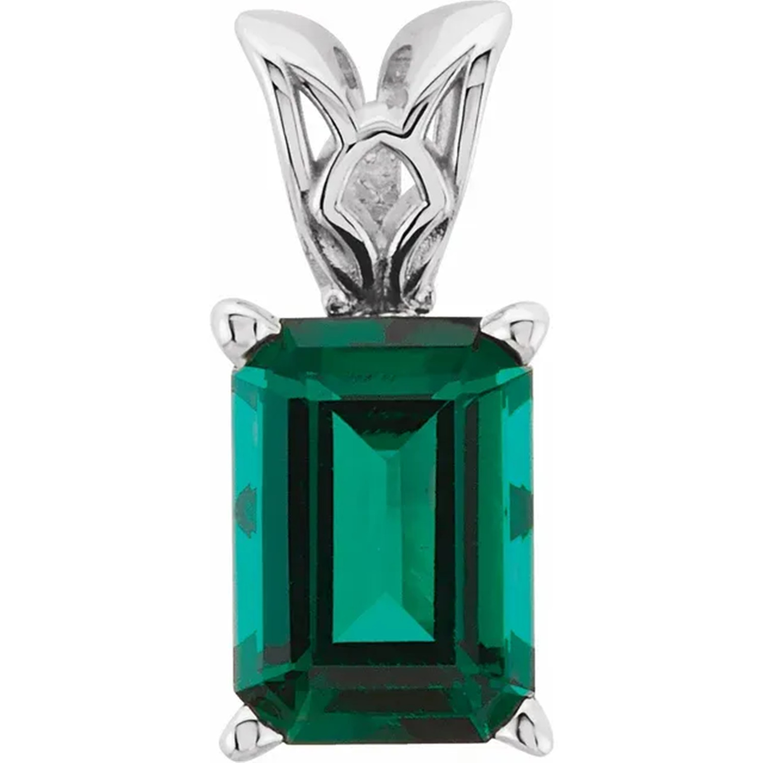 Pendant Setting Solitaire Solid Sterling Silver Emerald Cut Antique Scroll Style