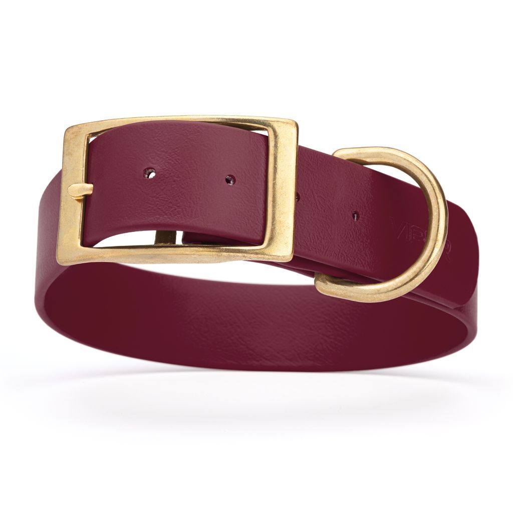 Dog Pet Collar with Brass Hardware Size XL W 1.5” L 20” - 24” Merlot Burgundy