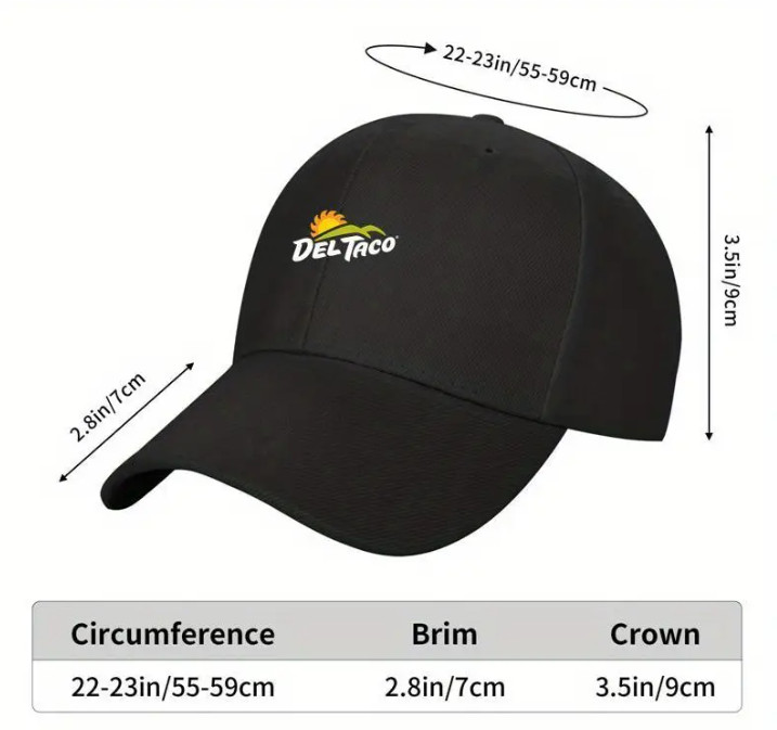 Del Taco Black Baseball Cap Hat Mexican Fast Food Printed One Size Fits All New
