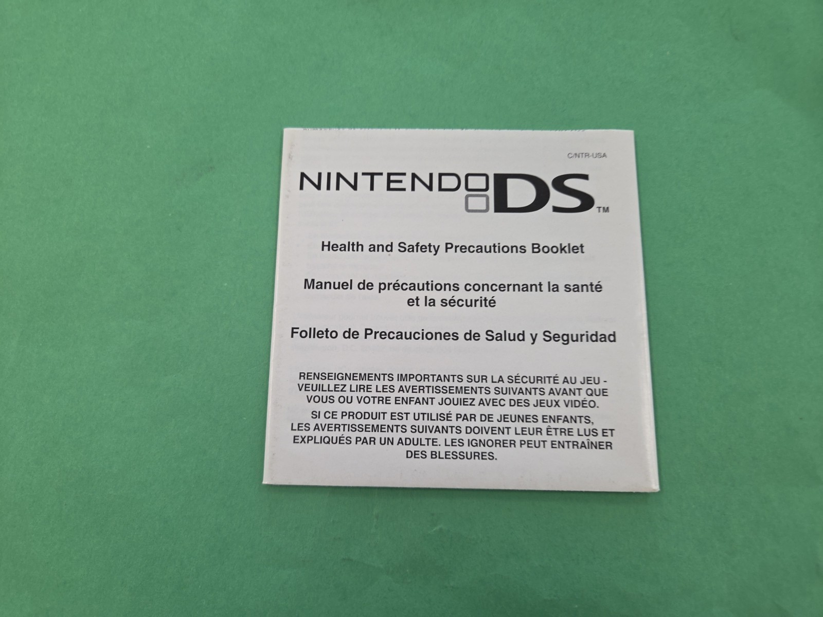 Nintendo DS Authentic Health & Safety Precautions Manual Booklet Only