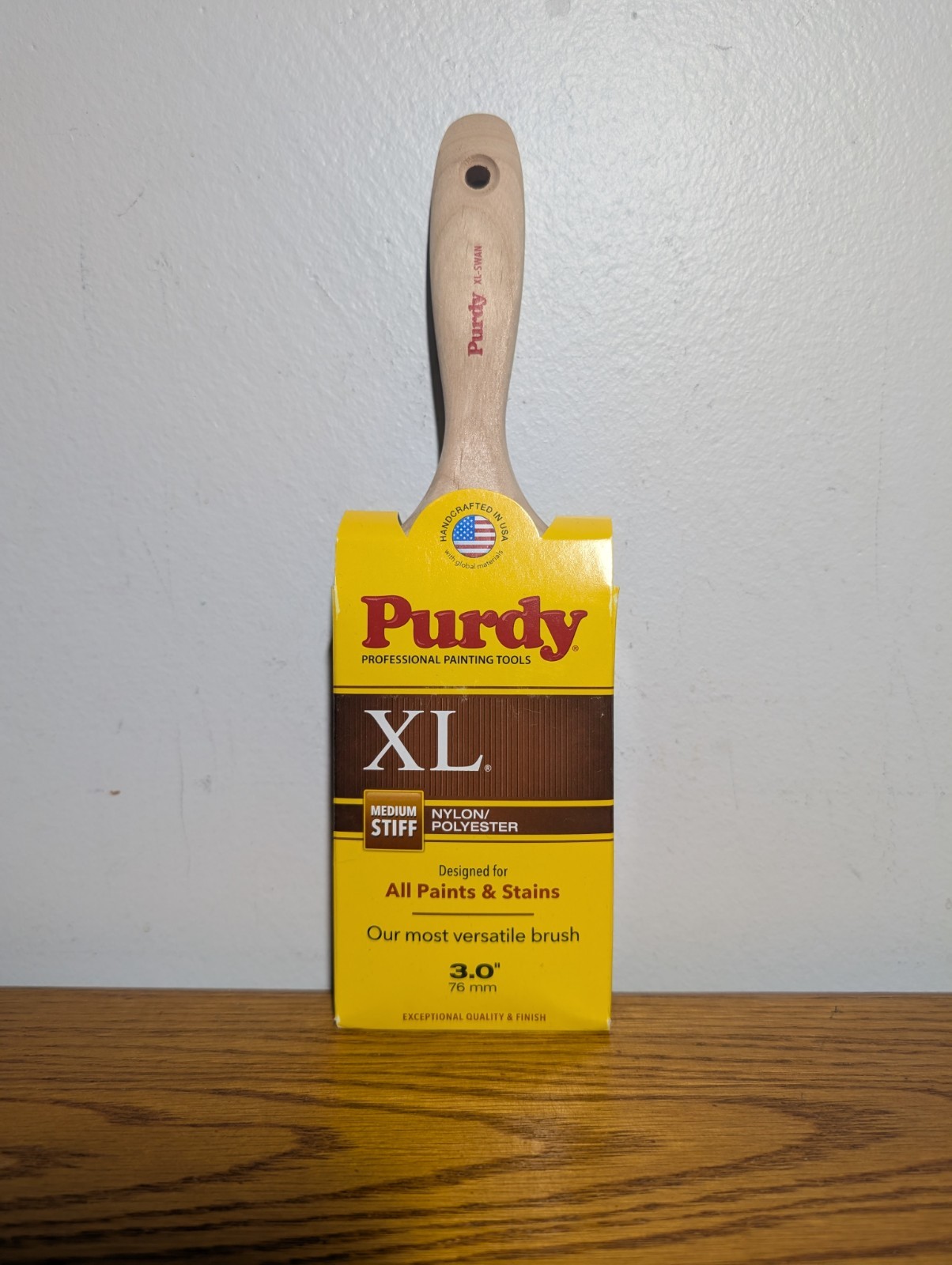Purdy 144400330 XL Swan Wood Handle Nylon Polyester Flat Paint Brush 3 W in.