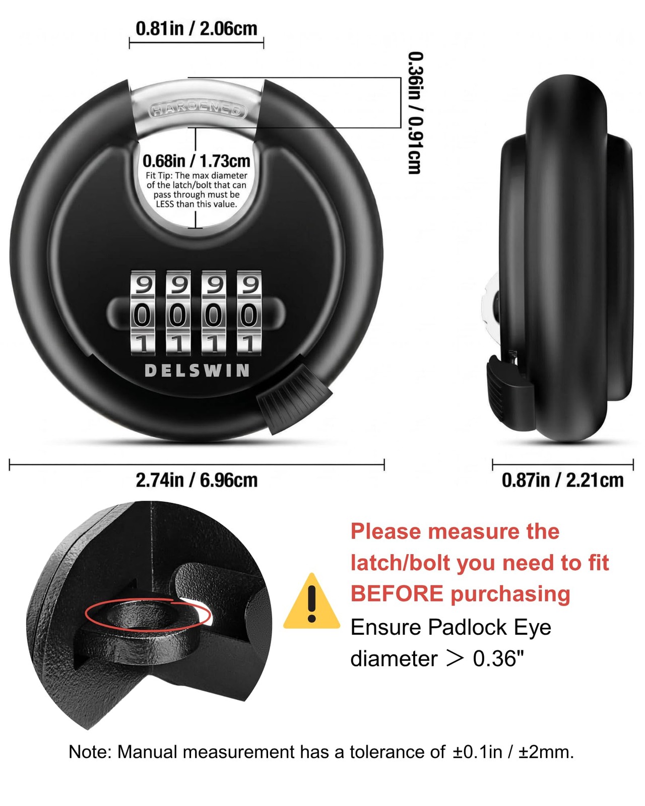 Delswin 4-Digit Disc Combination - Combination Padlocks Hardened