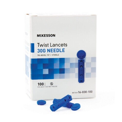 100 McKesson Twist Lancets 30G - Blood Diabetes Glucose Ketone Diabetic