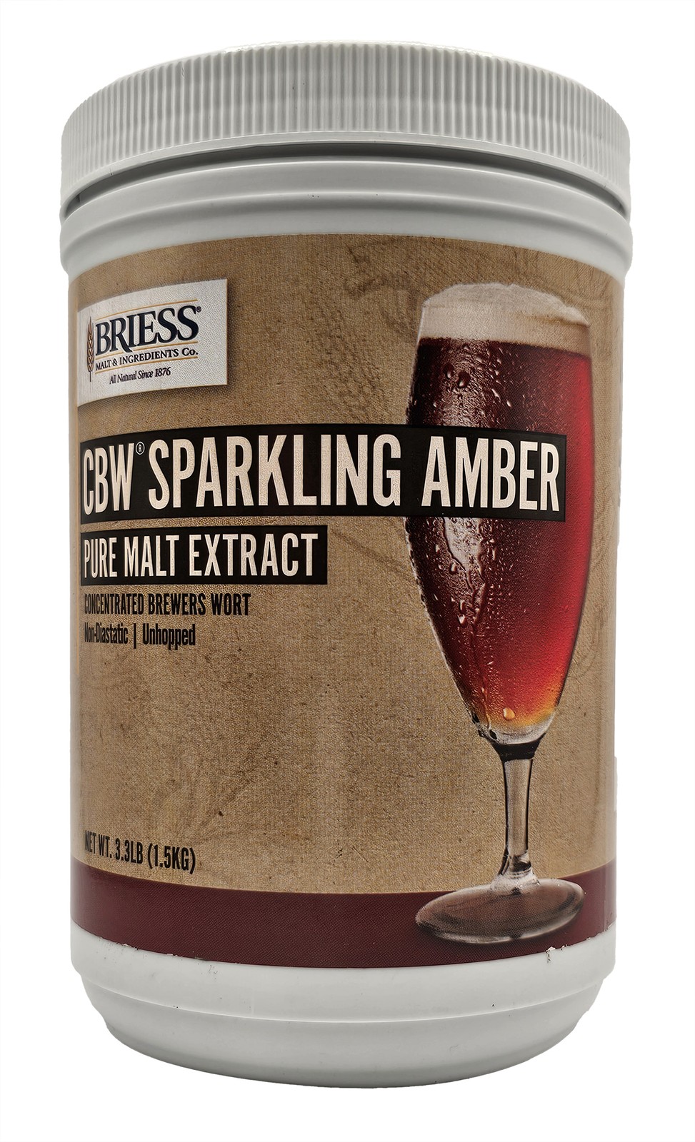 Briess Sparkling Amber Malt Extract, 3.3lb for Home Brew Beer Making