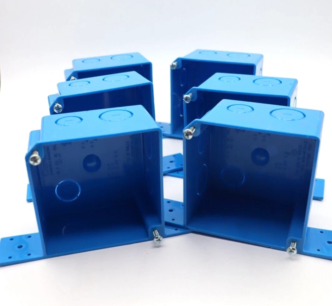 T&B A5217DE 4-Inch Square Switch and Outlet Box with Bracket, New, LOT of Six 4"
