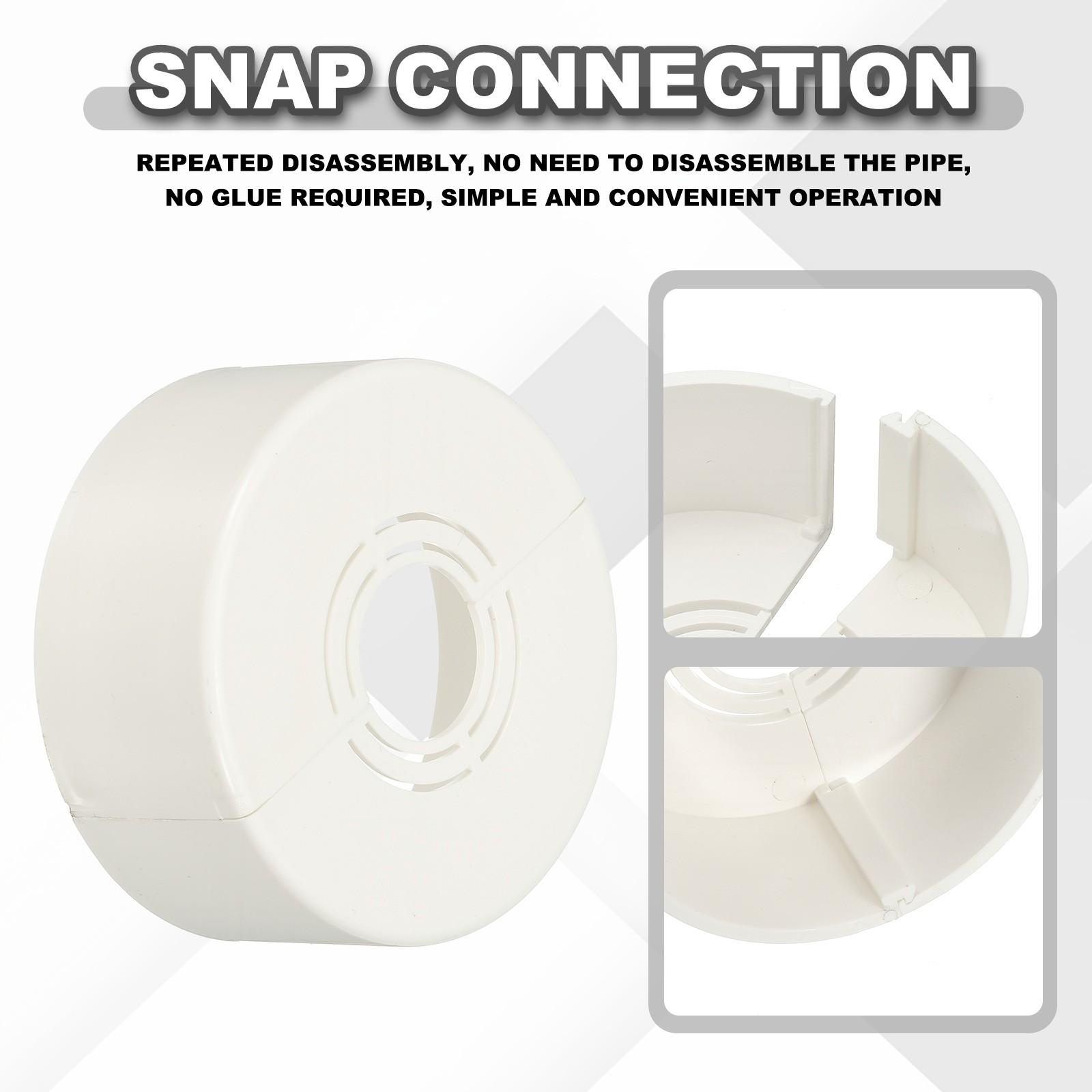 4pcs Wall Split Flange 1.18" Plastic Round Split Flange Pipe Cover, White
