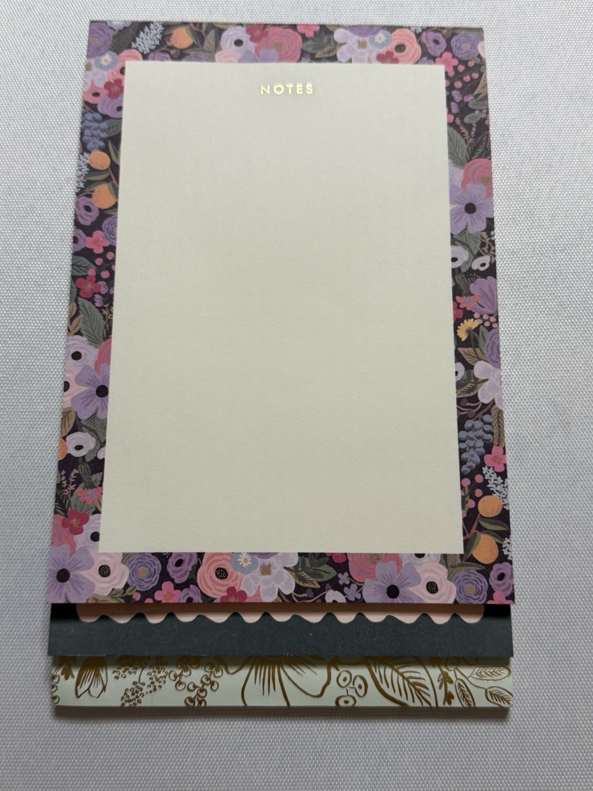 Rifle Paper Co. Garden Party Tiered Notepad Notes, To Do, This Week Gold Foil