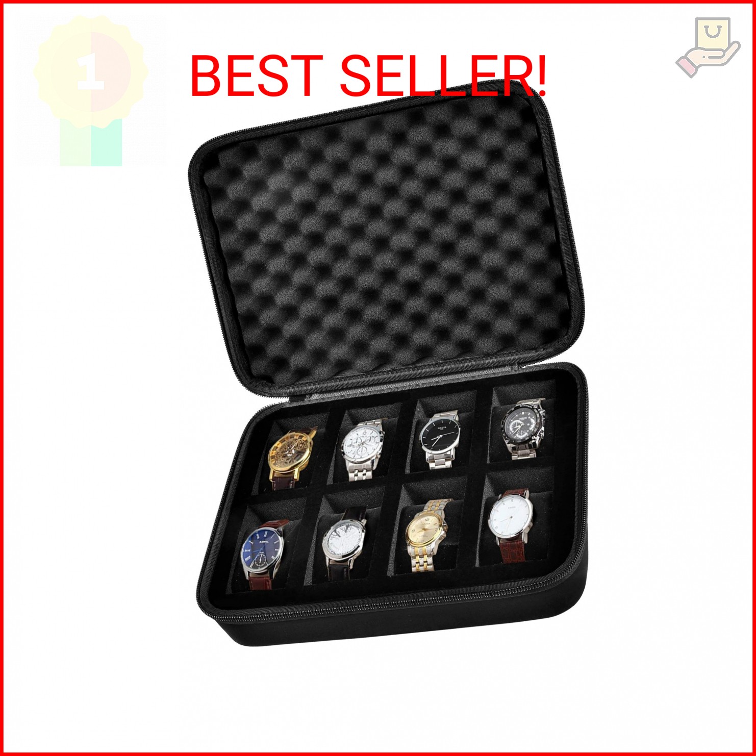 8 Slots Watch Box Organizer/Men Watch Display Storage Case Fits All Wristwatches