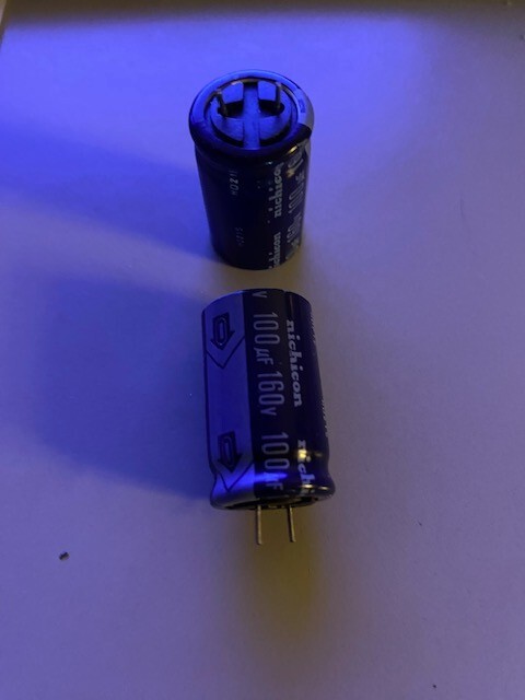 Nichicon 100uF 160V 5% Radial Electrolytic pcb leads .3"oc/3/4" Dia/1-1/8" tall