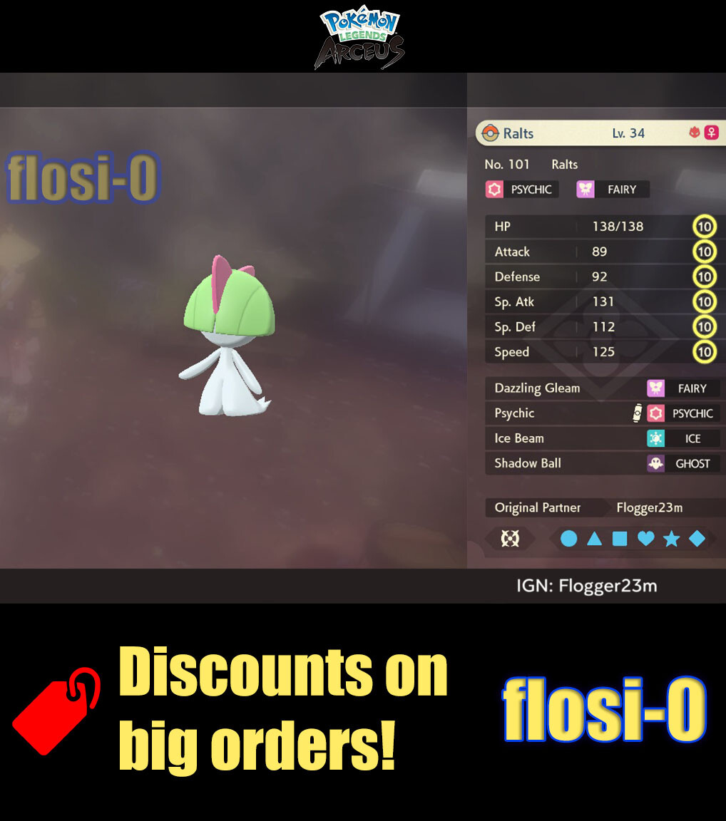 6IV Shiny Alpha Ralts Max Effort Level Pokemon Legends Arceus
