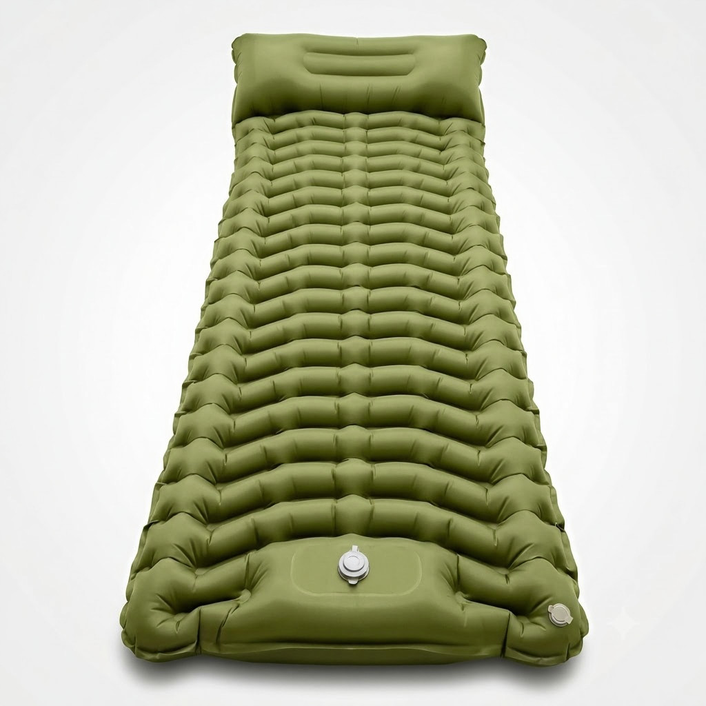 Ultralight Camping Sleeping Pad 4in Thick Inflatable Air Mattress Built-in Pump
