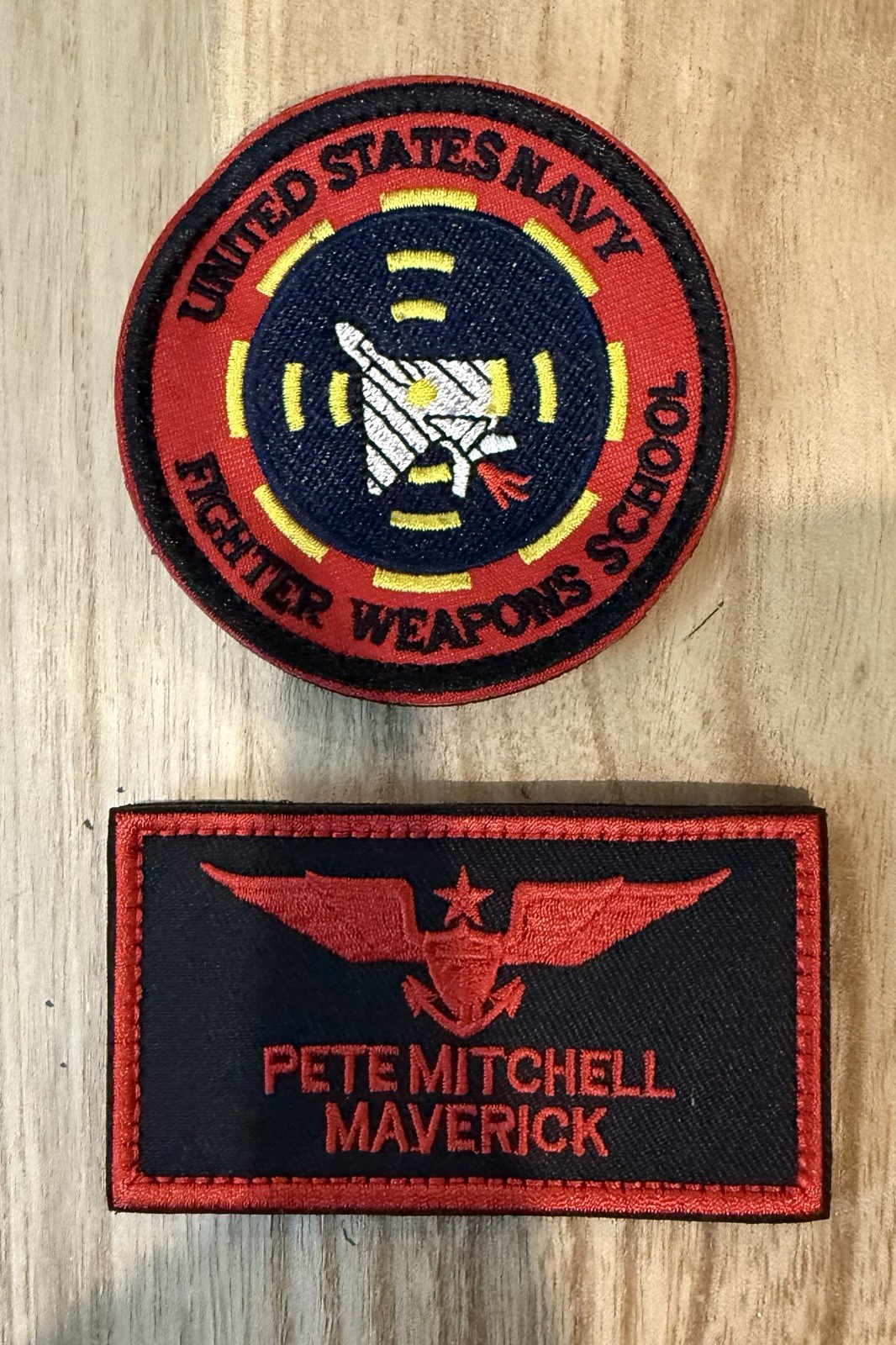 Set of 2 Patches Pete Mitchell Maverick Navy Hook & Loop - A0243