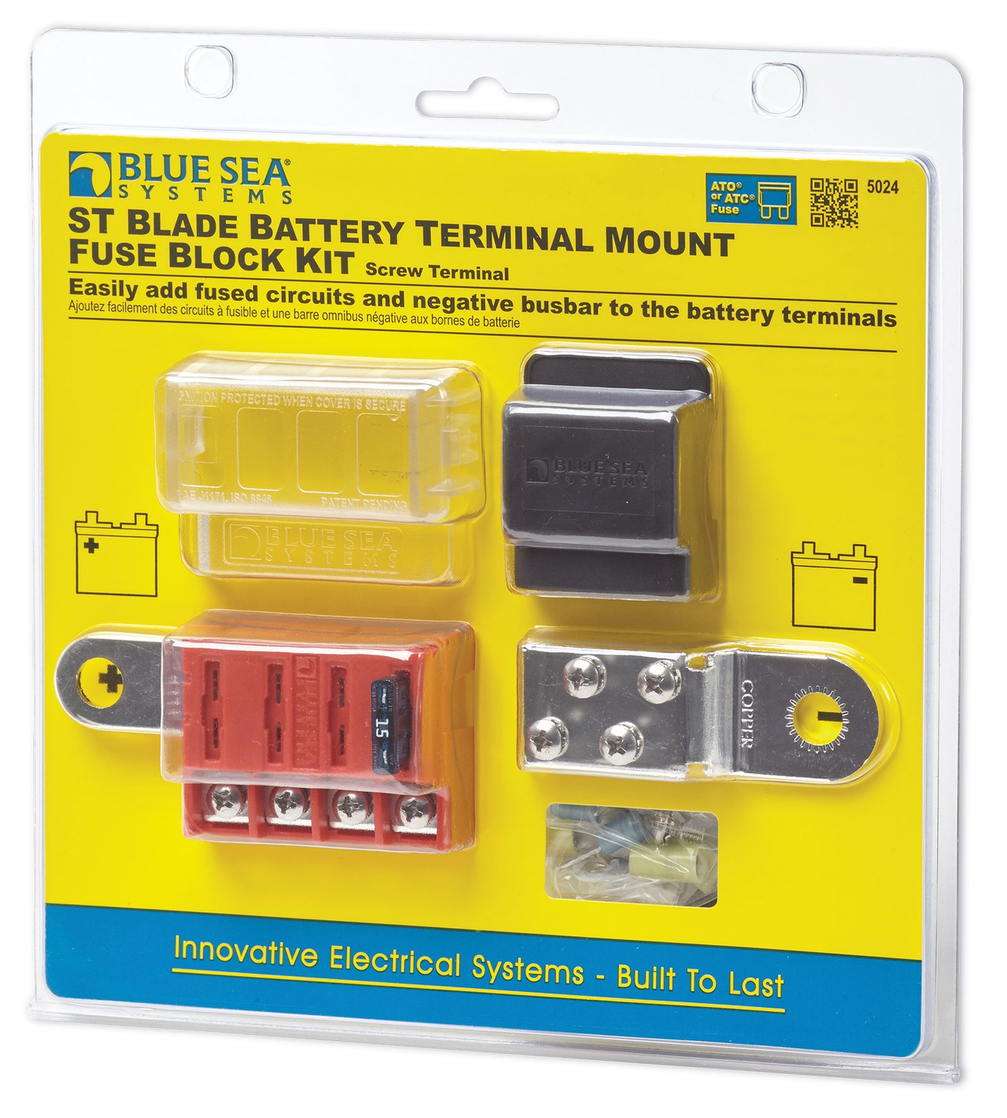 Blue Sea - 5024-BSS Fuse Block STBlade BTM 4circ Kit  (1EA)