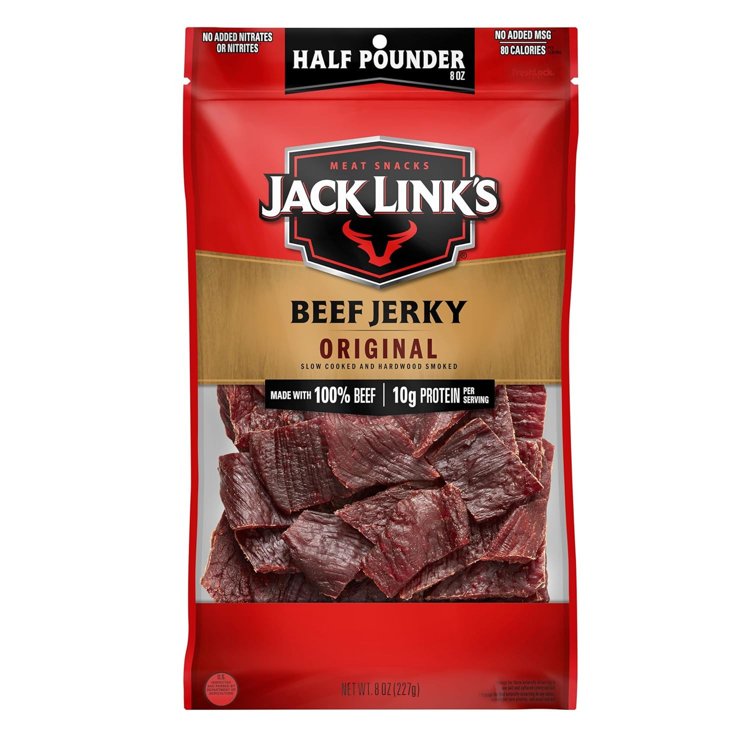 Beef Jerky Half Pounder - Original - Made with 100% Real Beef - Ready to Eat Rea