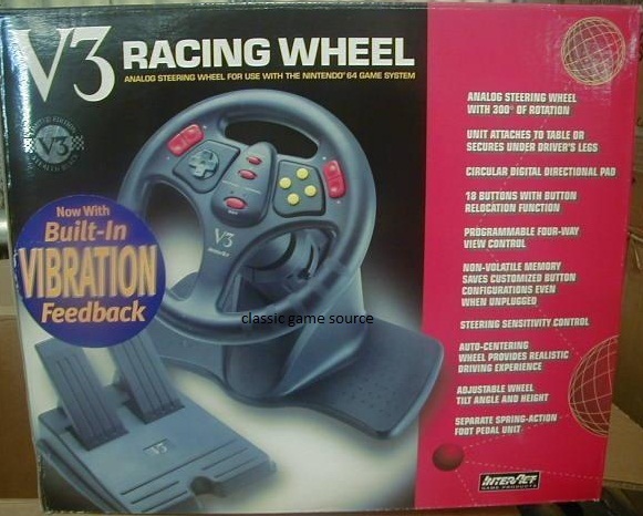 V3 RACING STEERING WHEEL CONTROLLER FOR N64 NINTENDO 64 ( NO PEDALS INCLUDED)