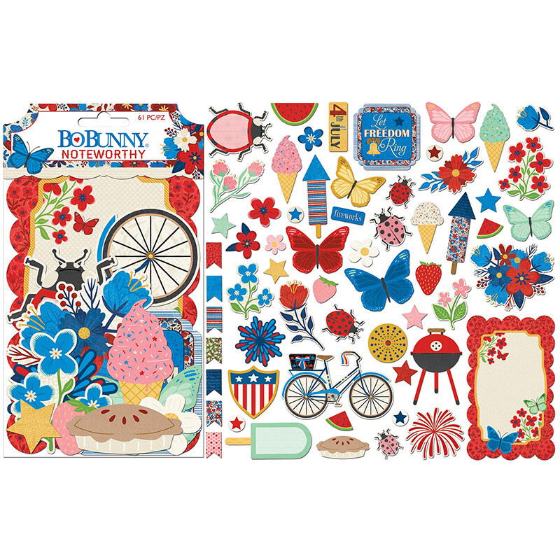 BO BUNNY NOTEWORTHY DIE CUTS CELEBRATING FREEDOM 61 PIECES
