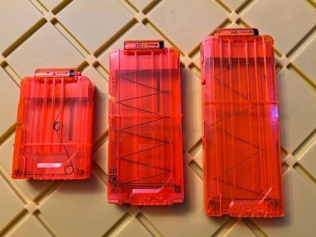 Nerf N-Strike Elite 12, 10, 6 Dart Round Clip Magazine Orange Lot of 3