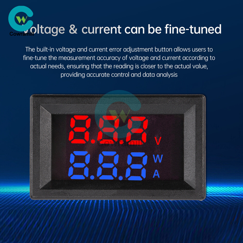 Dual Digital AC Voltage Current Power Meter Voltmeter Ammeter Red Blue 10A/30A