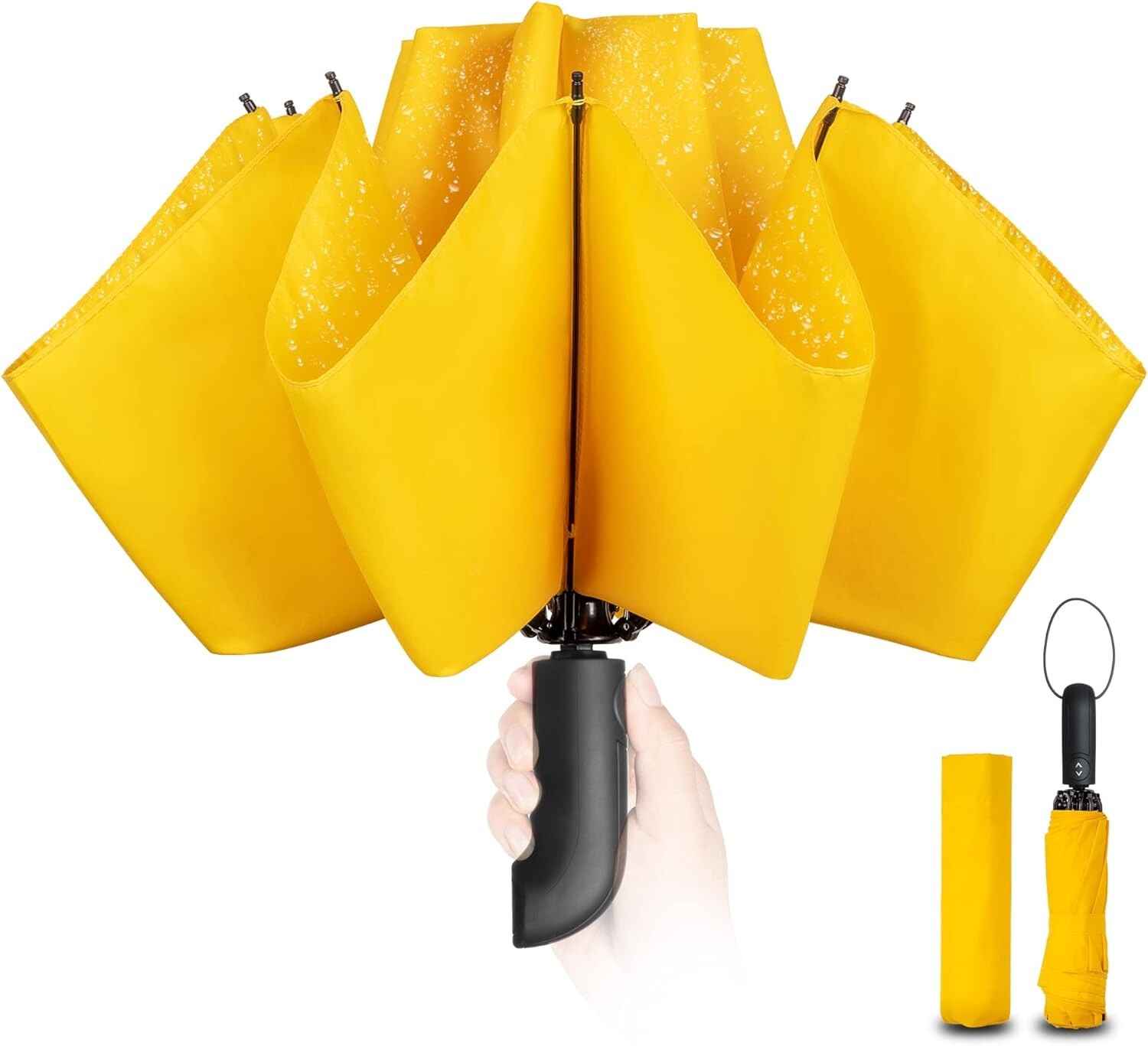 Umbrella Stormproof Folding Rain Windproof Compact with Automatic Men's Plain