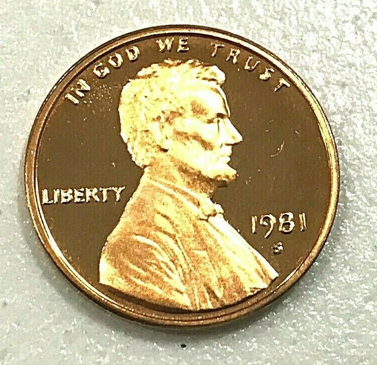 1981 P D S LINCOLN CENT CHERRY RED FROM MINT ROLLS,  DCAM PROOF from PROOFSETS