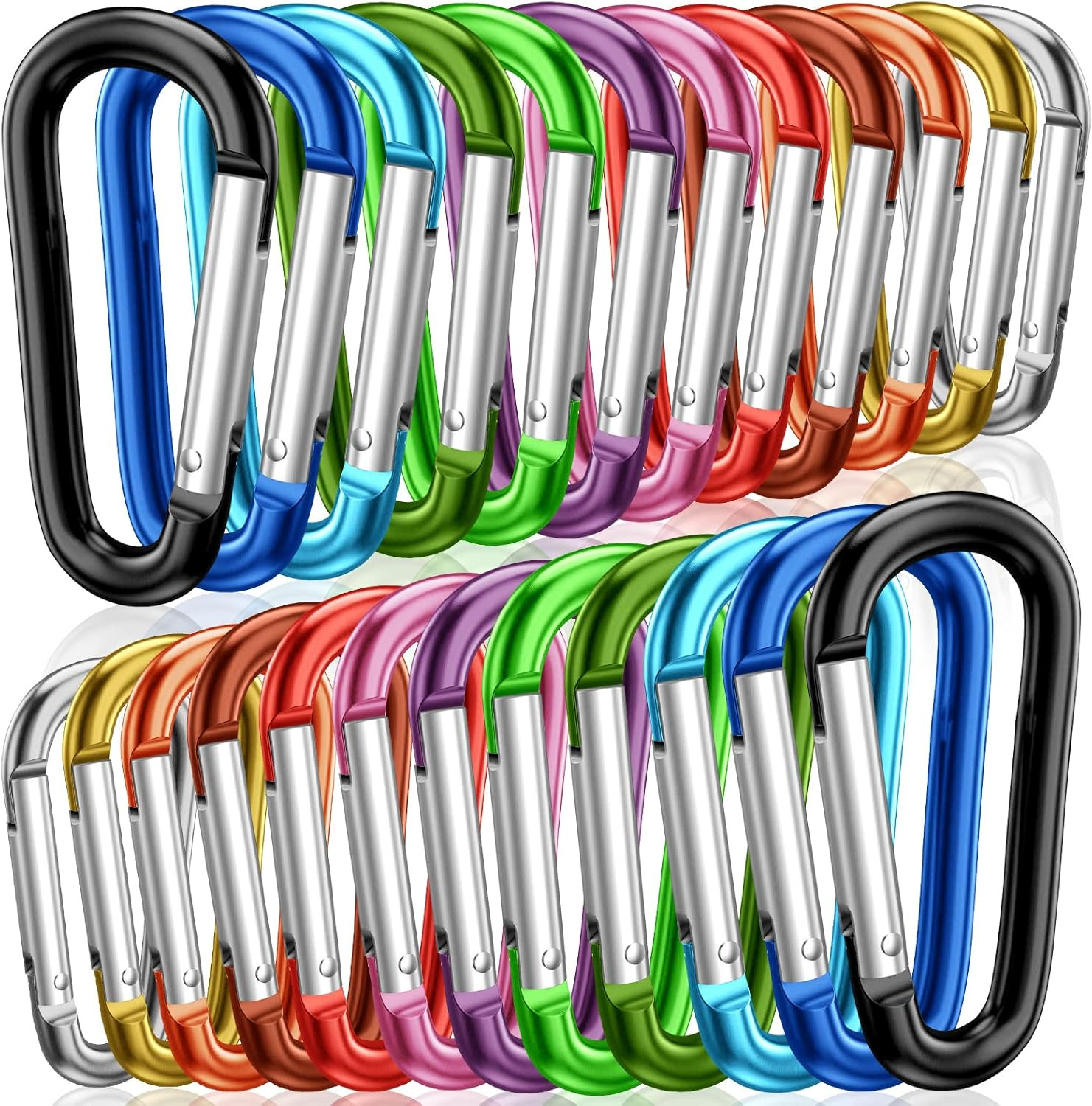 2" Aluminum D Ring Carabiners Clip D Shape Spring Loaded Gate Small Keychain Car