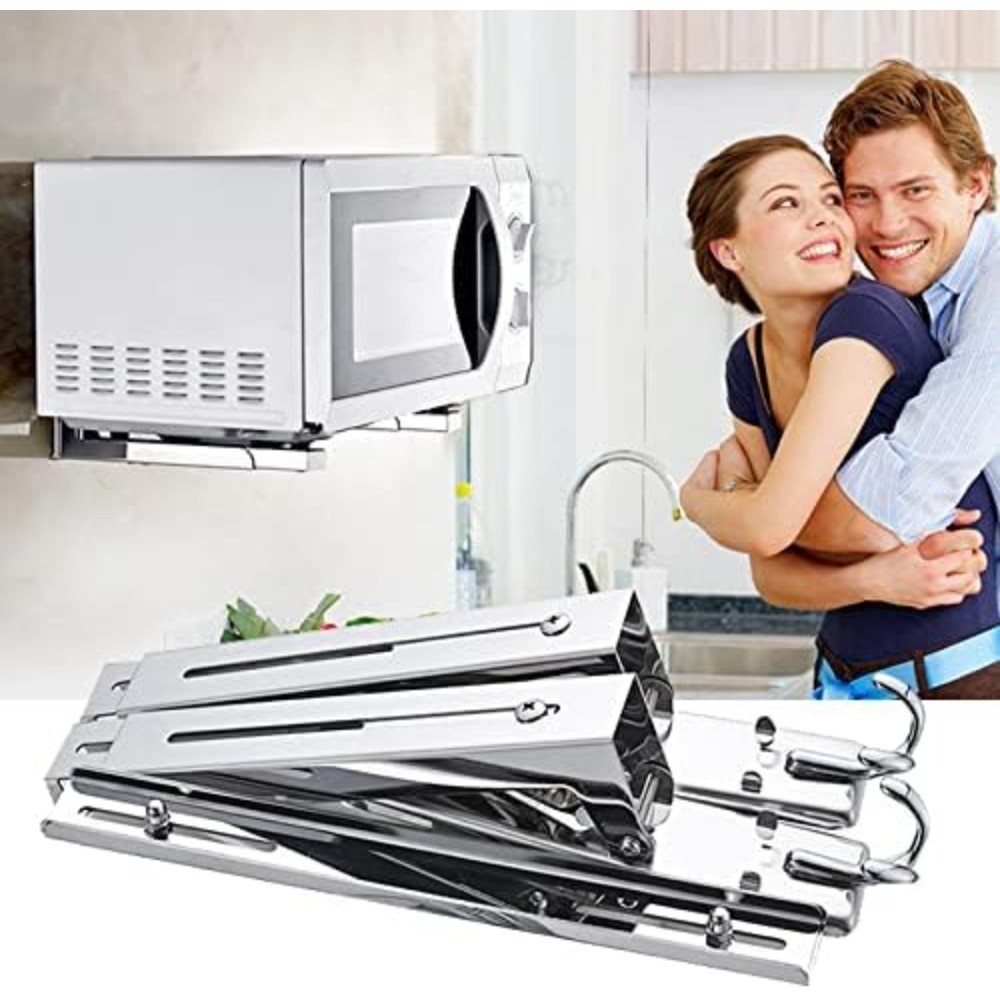 Retractable Foldable Microwave Oven Rack Wall Mounted Stand Holder with