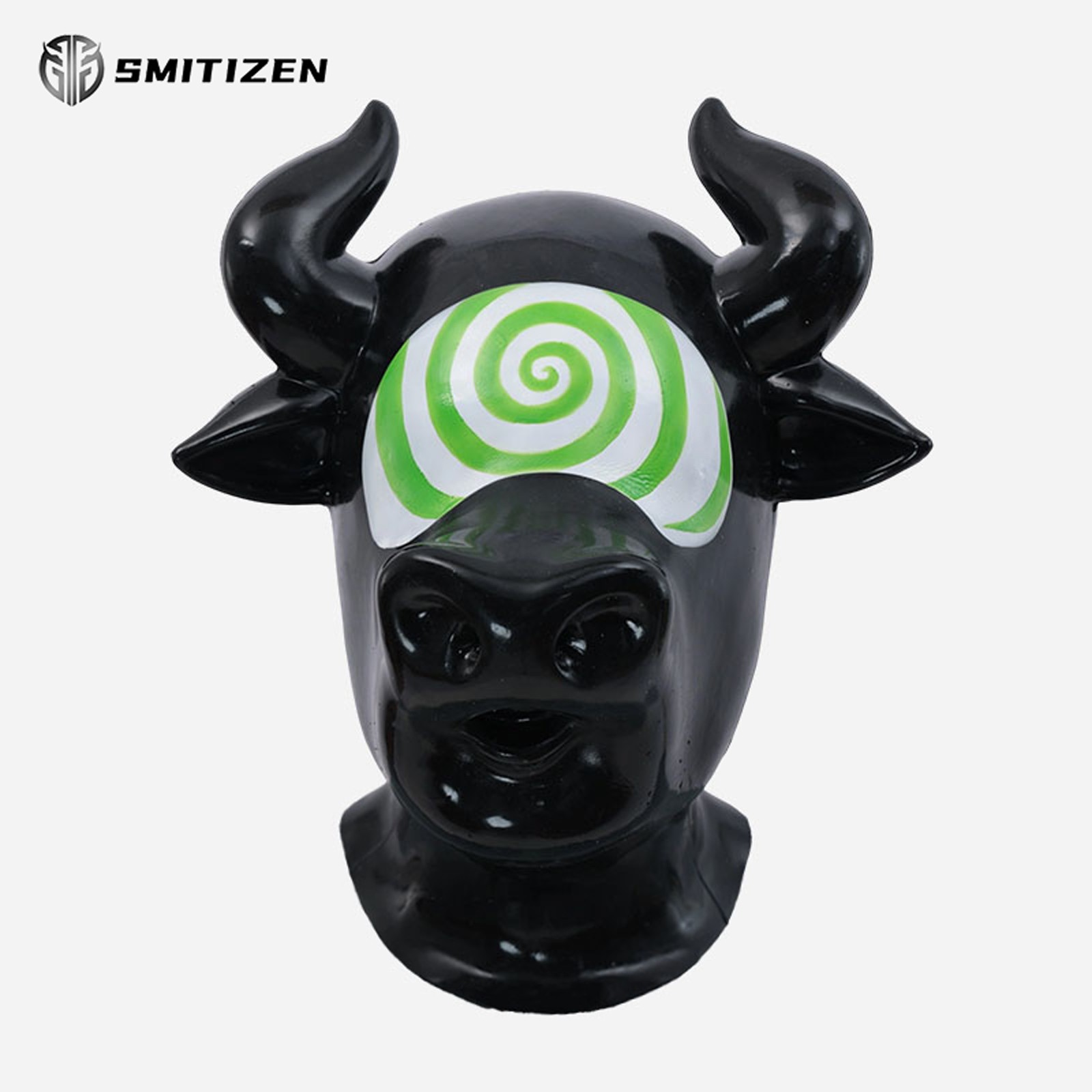 Smitizen Glossy Silicone Bull Drone Mask with Hypno Pattern for Halloween Party