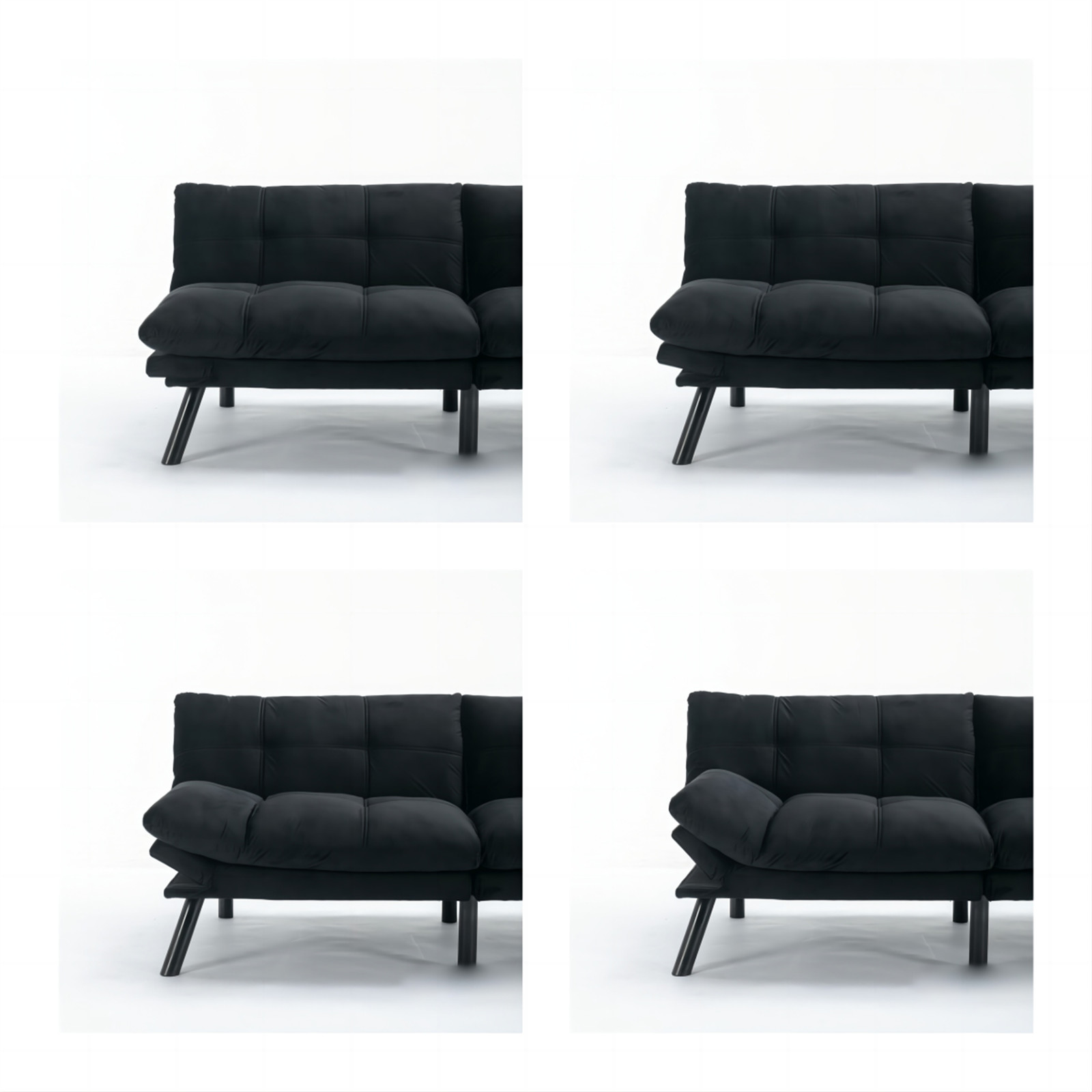 Black Convertible Folding Modern Sofa Bed Fit Small Apartment or Room Well