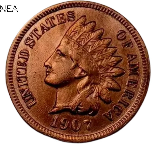 1907 Indian Head Penny Cent ~ Borderline Uncirculated (AU++) Red