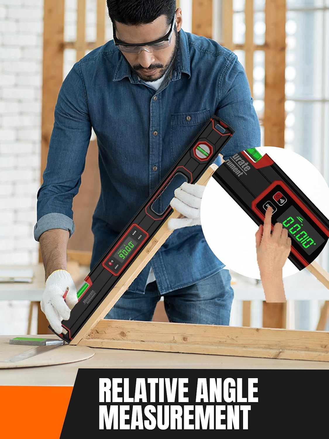 16-Inch Digital Level, Portable Electronic Angle Finder with Backlit Display, ±0