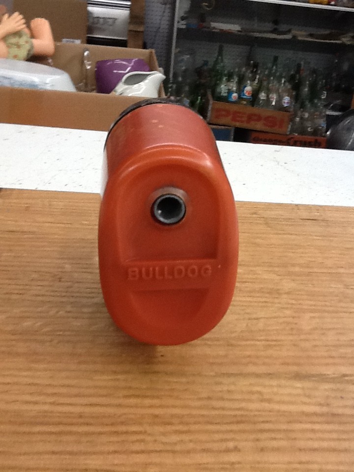 Red Vintage Bulldog Pencil Sharpener Desk Mount Hunt Mfg Co Statesville NC Works