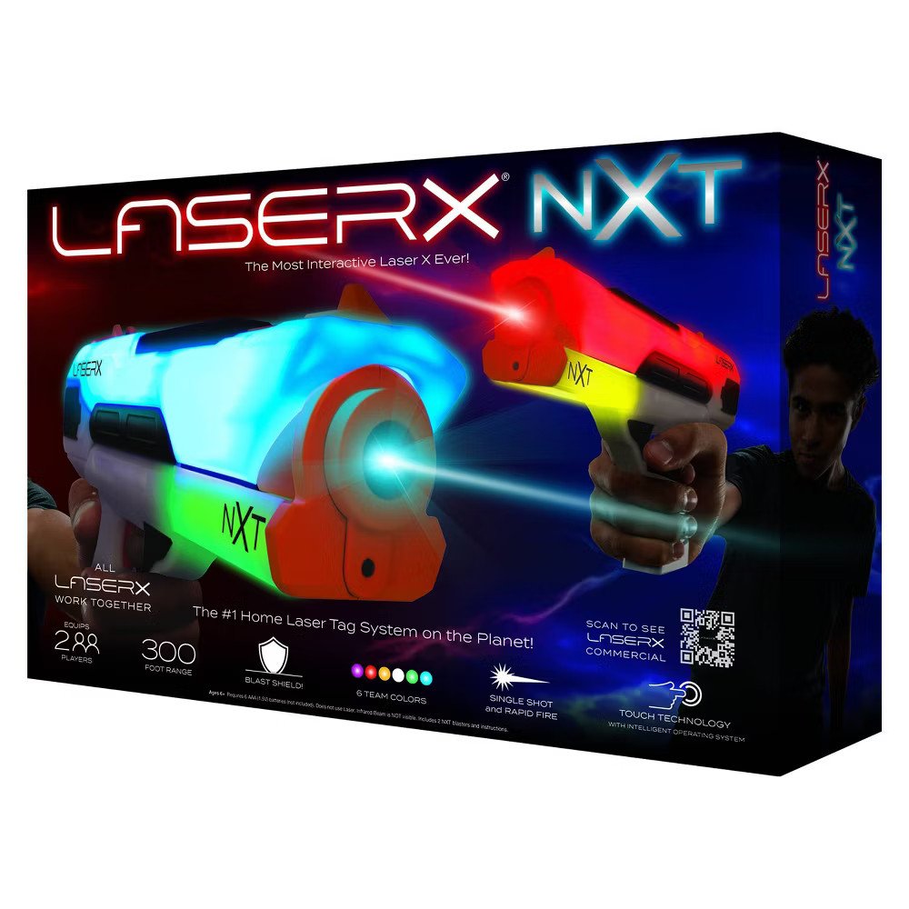 2pc Laser X NXT Tag Two Player 300 Range Toy Blasters White