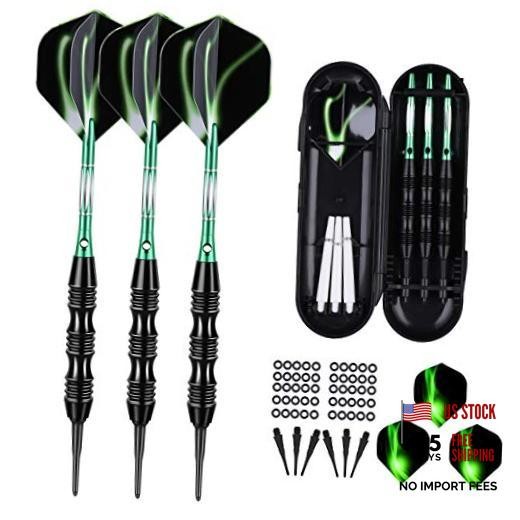 Professional Soft Tip Darts Set 20 Grams - 50 Rubber O-Rings + 30 Darts GREEN