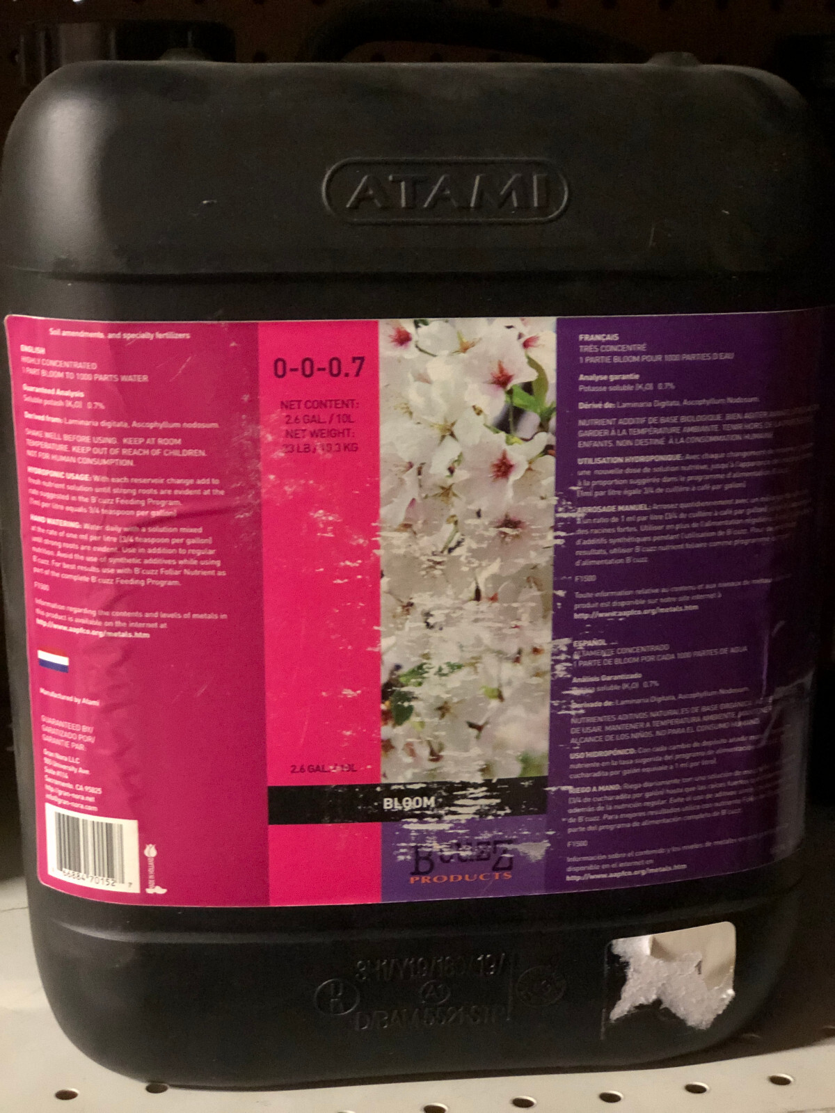 Atami B'Cuzz Bloom 10L/2.6Gallon 0-0-0.7 (bcuzz base nutrient fertilizer)