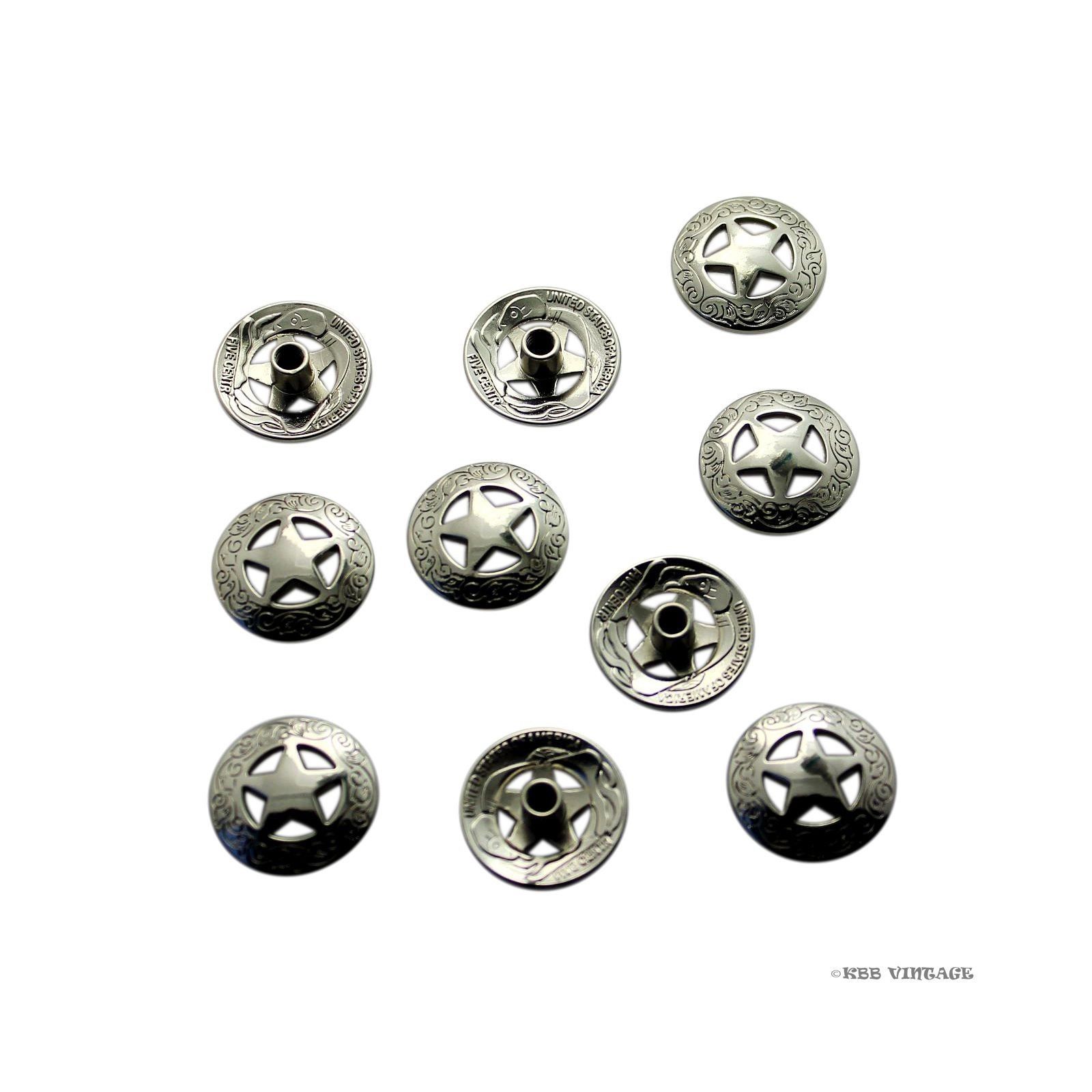 10 Pack bright Silver 3/4'' 21mm Western Texas Star Concho Saddle Concho