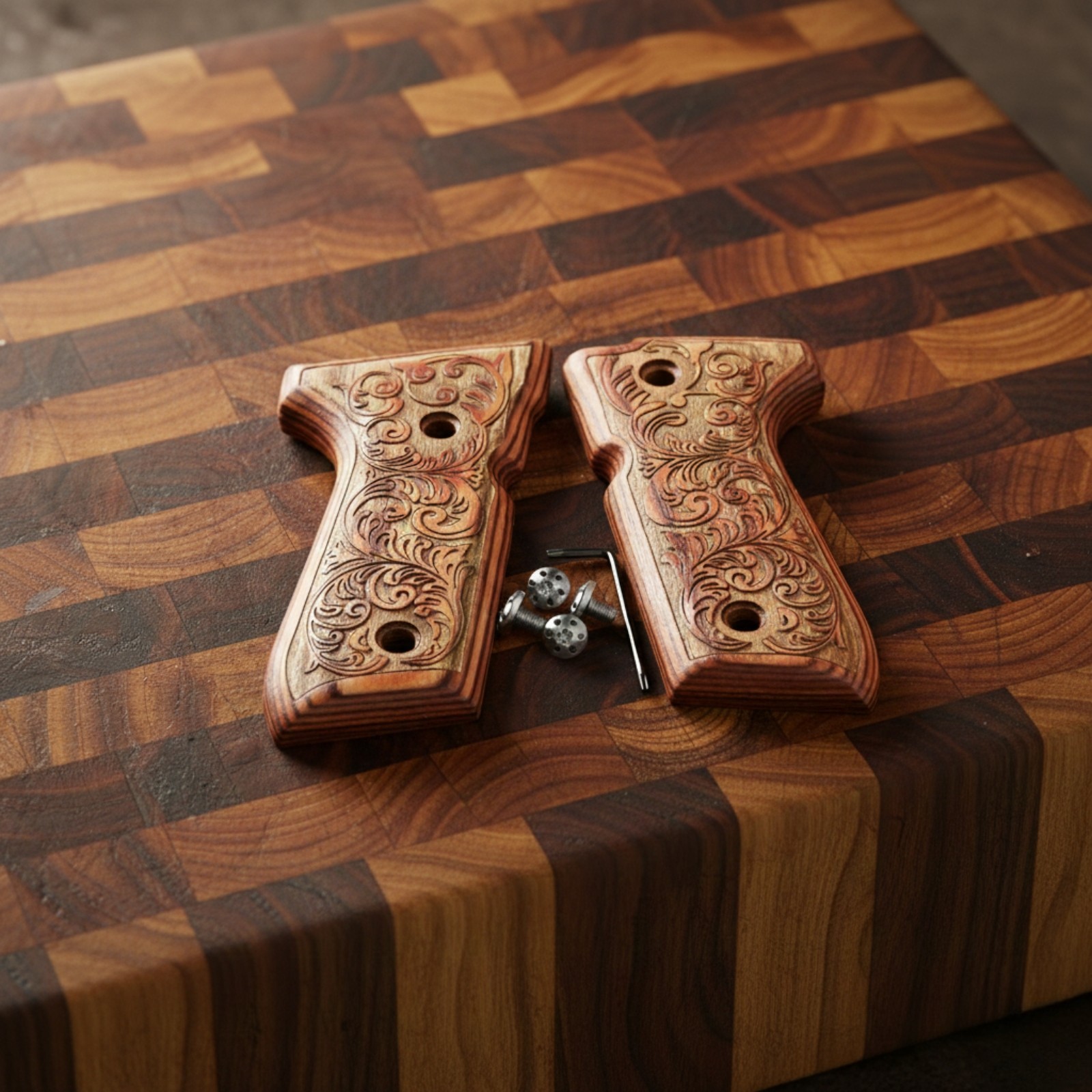 TACTICAL Beretta 92 96 92FS Wood Pistol Grips Combat EDC Survival Handgun Parts
