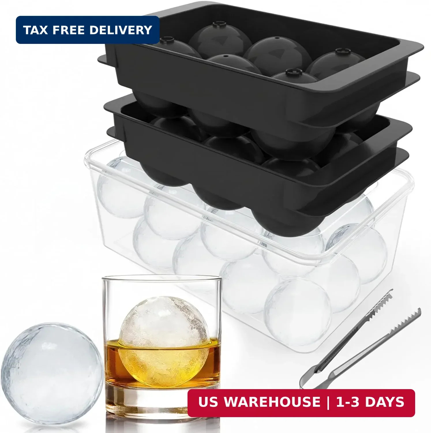 Large Ice Ball Maker Mold, 1.9" Round Ice Cube Mold for Whiskey Bourbon Cocktail