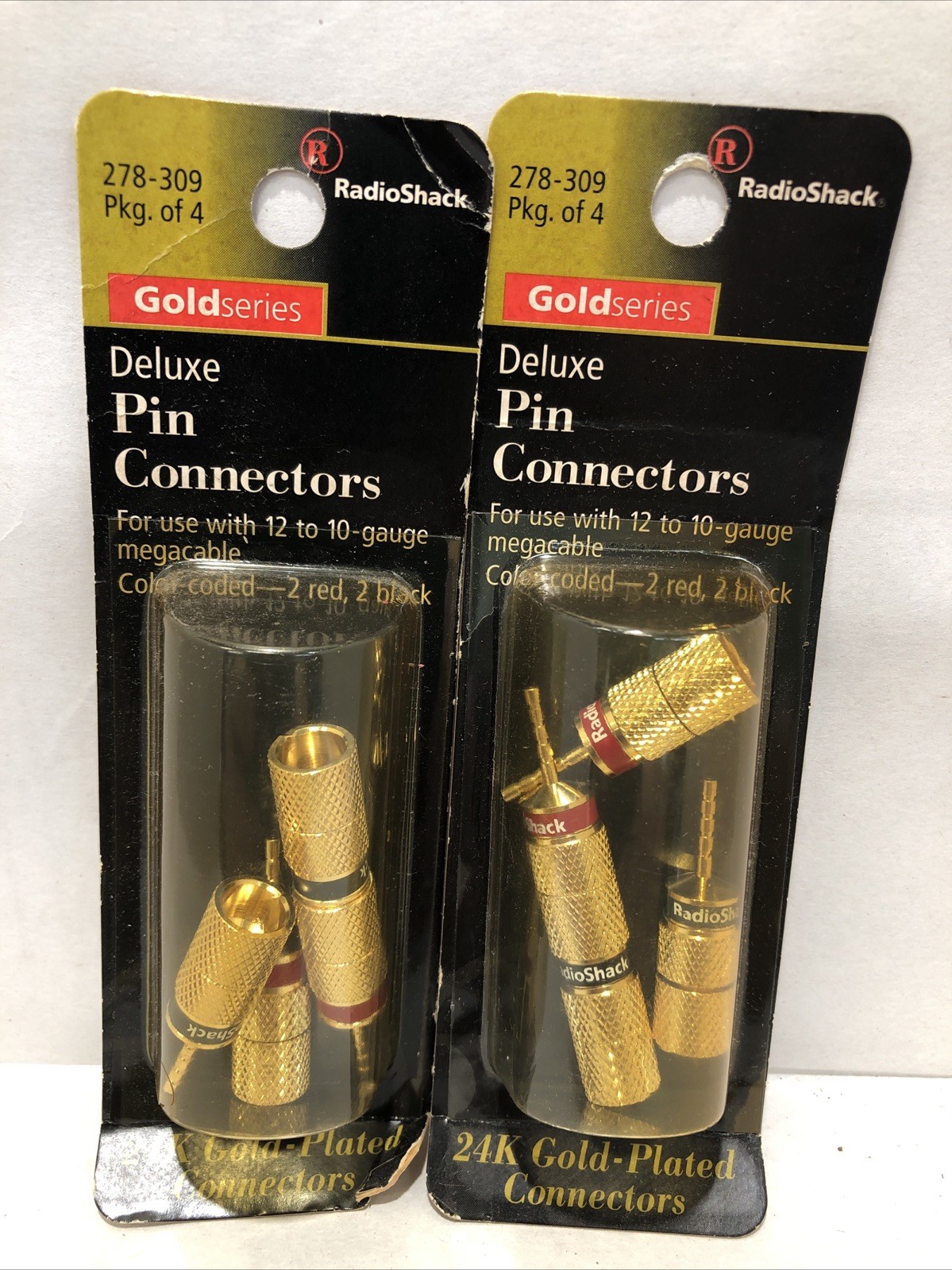 Radio Shack Deluxe Pin Connectors 2780309 278-309 278-0309 2 Packs (4 Pair)