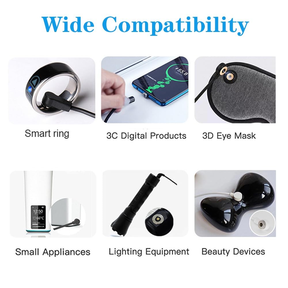 [2-Pack] Smart Ring Charger Cable, for YoR by Letsfit, COLMI, 30 cm, Black