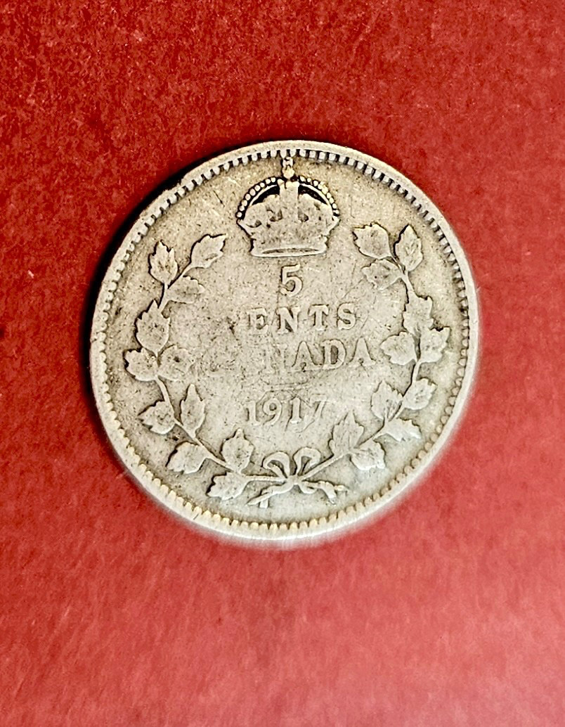 1917 Canada 5 Cents 92.5 World Silver
