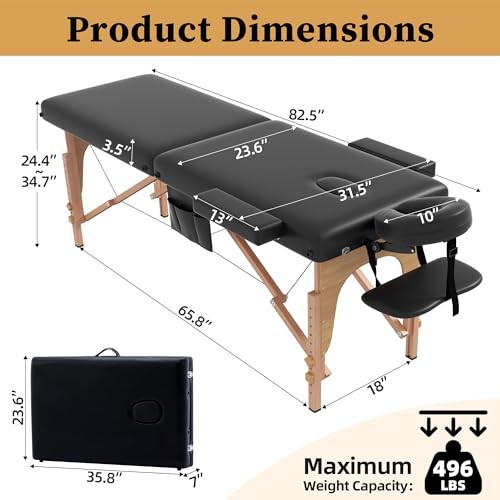 Massage Table civama Portable Foldable Black 29lb