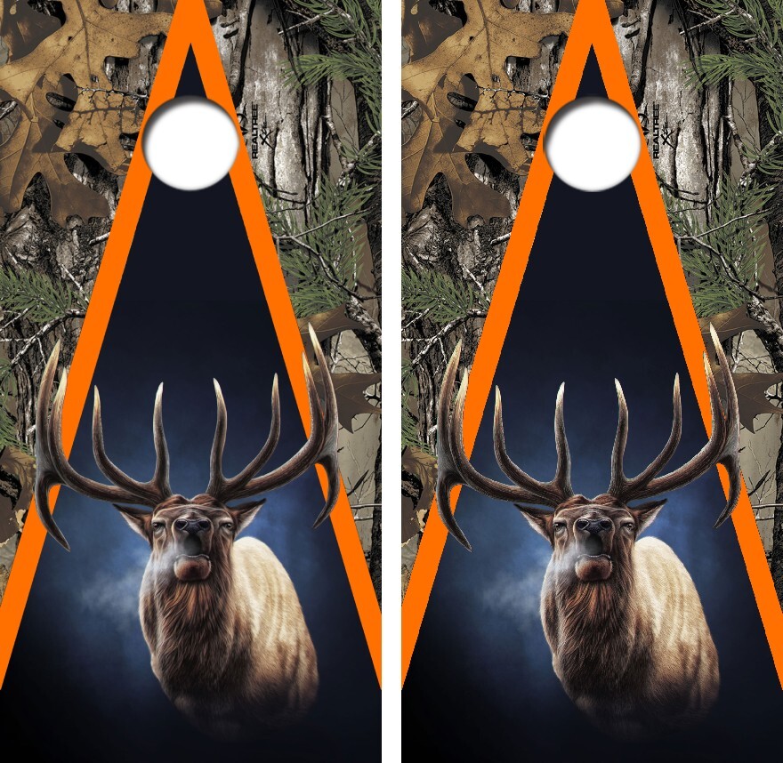 Bugling Bull Elk Camo Cornhole Board Wrap LAMINATED Decal Vinyl Sticker #4594