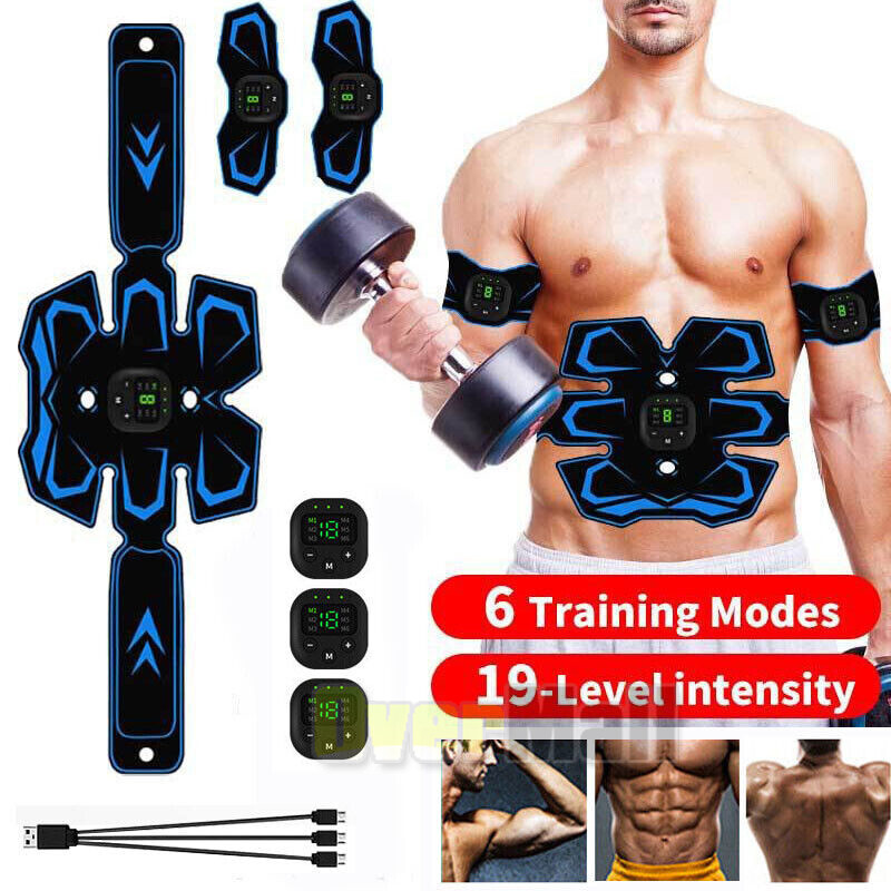 Rechargeable EMS Abs Trainer Arms & Hips Muscle Stimulator Abdominal Training