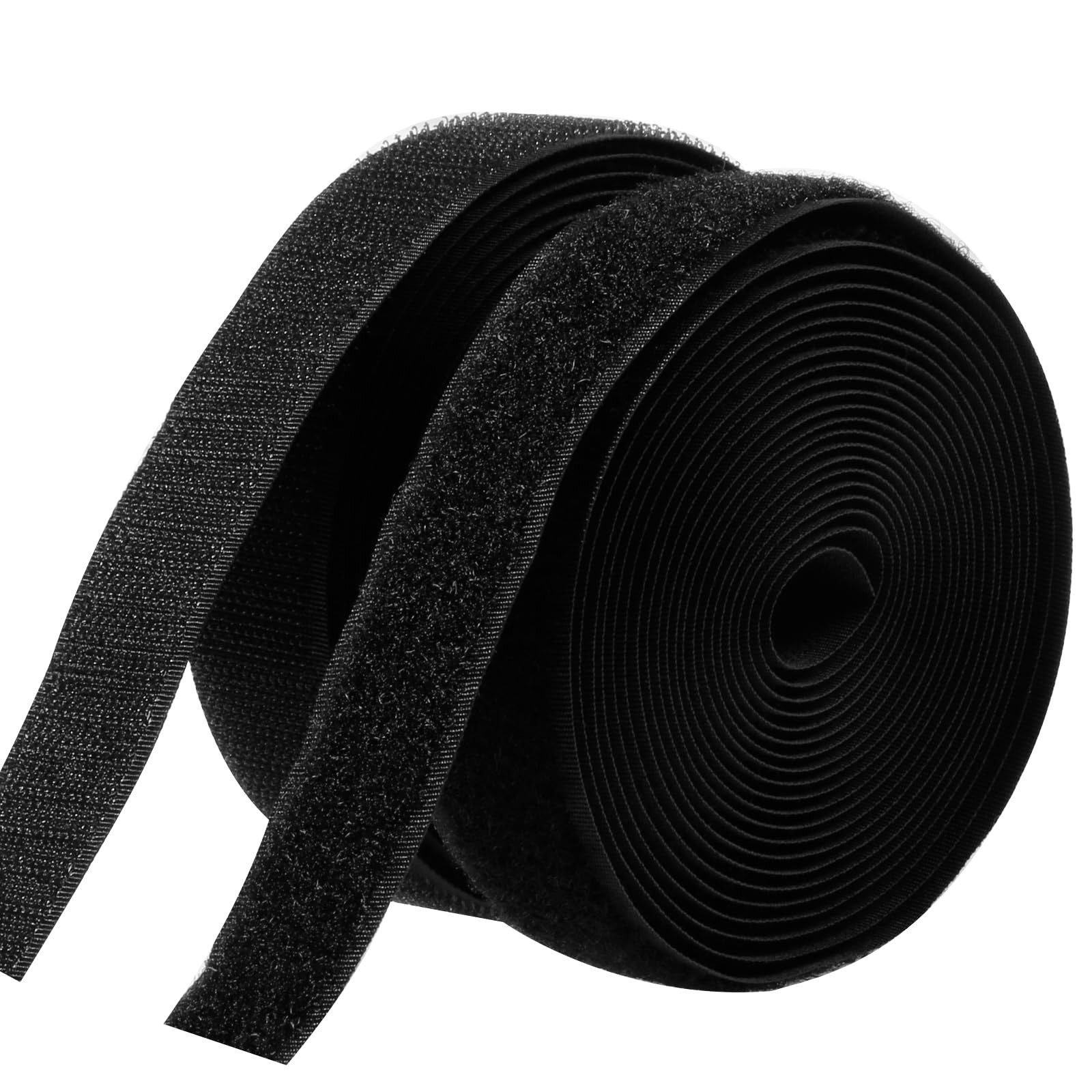 12ft x 1 Inch Sew On Hook and Loop Strips,Black Sewing Strips for Sewing On F...