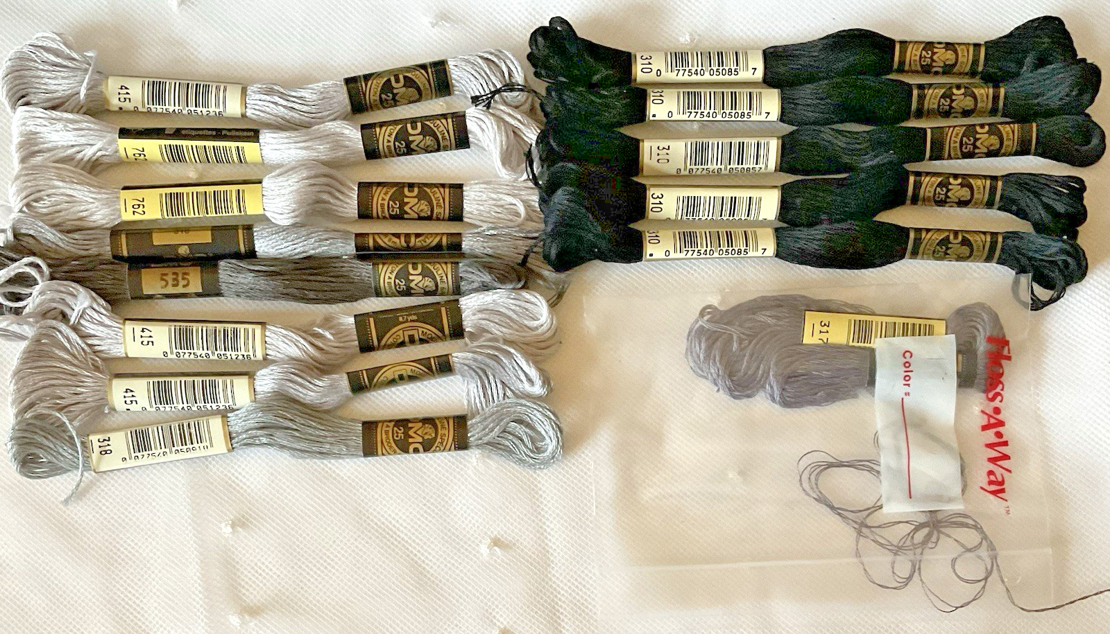 DMC 25 Mouline Special 8M Coton A Broder Embroidery Thread Lot of 14 Gray Black