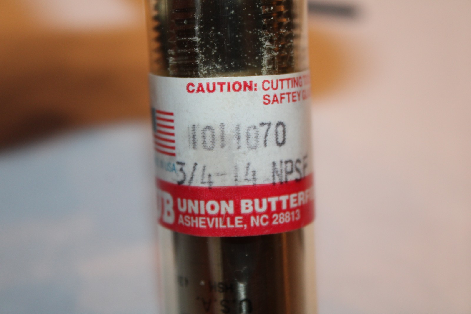 UNION BUTTERFIELD 10-11070 HSS HAND TAP - 3/4-14 NPSF - 3 3/8" OAL - NEW